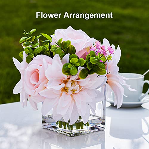 EnovaFloral Square Glass Cube Vase (4x4 Inch) - Set of 1 with Floating Candle Holders for Wedding Centerpieces & Home Office Decor - size: 4x4x4