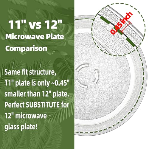 11 Inch Microwave Glass Turntable Perfect SUBSTITUTE for 12" microwave glass plate Compatible with Whirlpool Microwaves 4393799 W10435116 W11252182 - size: 11" Ring Shape Hole(SUBSTITUTE 12")