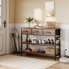 Lulive Entryway Table with Power Outlets, Console Table with 3 Fabric Drawers, Sofa Table for Living Room, Hallway, Couch, Foyer, Height Adjustable (Rustic Brown, 43") - color: Rustic Brown, size: 1-Pack 43 inches