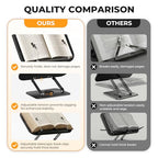SupeDesk Book Stand for Reading, Adjustable Book Holder with 360° Rotating Bases, Foldable Designs, and Elastic Clips, Multifunctional Display Stand for Recipe, Cookbooks, Magazines, Tablets, Laptops - color: Black Wood