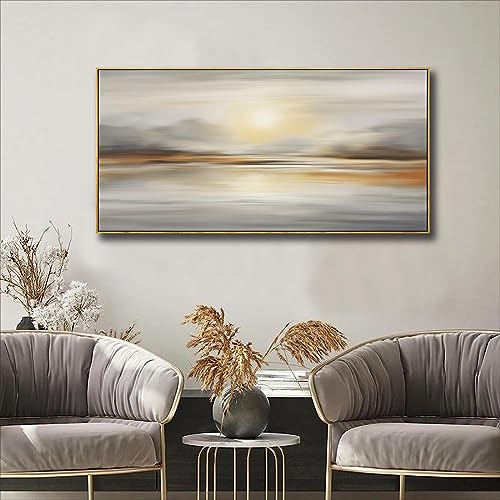 Framed Wall Art Abstract Seascape Canvas Printing Wall Decor Artwork for Living Room Bedroom Dining Room Home Office Decor 20x40inch - color: Grey, size: 20"L x 40"W
