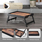 Fibogollo 2 Pack Wooden Bed Tray Table with Folding Legs,Breakfast Trays,Serving Tray for Food and Snack,Laptop Trays for Working