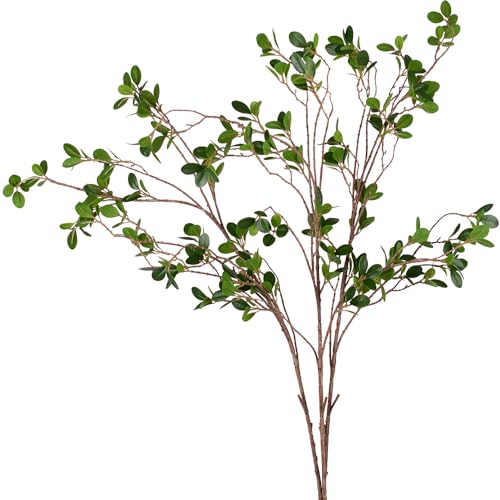 HANDIC 3 Pcs Faux Stems Artificial Branches for Vase Greenery Stems Faux Branches for Vase Plant Artificial Eucalytus Branches Plants (45"/Each Branch) (3, Green)