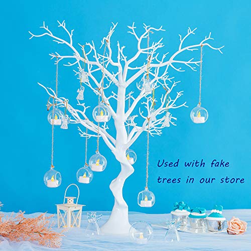 Sziqiqi Hanging Glass Globes Orbs Tea Light Candle Holders with Flameless LED Tealight for Wedding Ornaments, Wedding Birthday Christmas Party Centerpiece Accessory 2.36inch 20pcs +4 Extra - color: With Led, size: 24pcs