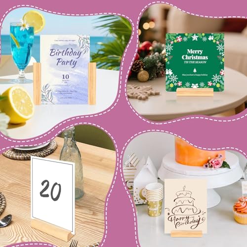 30Pcs 3.9x1.4 Inches Wood Table Number Stands, Wood Place Card Holders, Picture Holder Acrylic Sign Holders for Wedding, Ceremony, Birthday, Party, Home Decoration, Events - size: 3.94" 30pcs