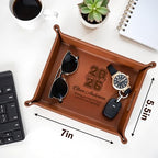 Personalized PU Leather Valet Tray Class of 2026 Graduation Gift with Engraved Name for Men, Boyfriend, Custom Graduation Tray Leather Dresser Organizer for Him & Her, Engraved Catchall Gift - style: Graduation