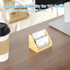 Sleek Bamboo Acrylic Business Card Holder for Reception, Office Desk, Meetings, Trade Shows, Home Office, Versatile Use Professional Display, Natural Modern Blend Elegant Organizer (2 Tiers) - color: 2 Tiers-Bamboo