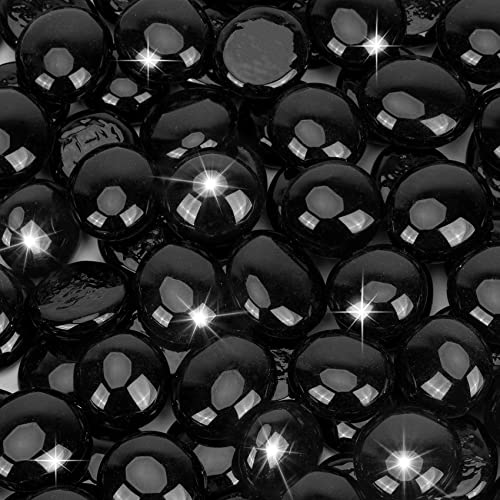 Mr. Fireglass 10 Pound Fire Glass Beads, 1/2" Reflective Round Fire Glass Drops for Fireplace Fire Pit & Lanscaping, High Luster Onyx Black (Pack of 2) - color: Onyx Black, size: 1/2 inch, 10 Pounds (Pack of 2)