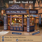 TOYQI Book Nook Kit, DIY Miniature Dollhouse Kit for Adults and Teens, Booknook Tiny House Kit Bookshelf Decoration 3D Wooden Puzzle Bookend for Valentine's Day Couple Lovers - Notting Hill Stories - style: Notting Hill Stories