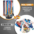 Shimeyao Medal Hanger Display Rotatable Medal Holder DisplayRotating Metals Display Rack Adjustable Award Holder Stand for Basketball Running Sports Race, 45+ Plaques - color: Black