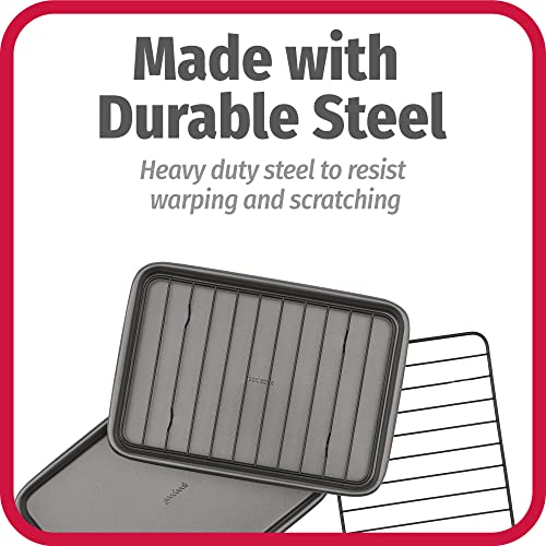 GoodCook Set of 2 Nonstick Steel 9" x 6" Toaster Oven Mini Baking Sheets with Racks, Gray - size: 9" x 6" (2- Piece Set) w/ Rack