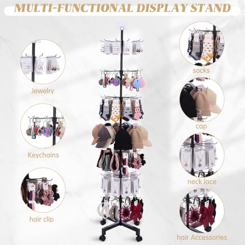 Ripeng 2 Pcs 7-Tier Rotating Retail Display Stand Display Rack for Earring Keychains Jewelry Vendor Events and Stores Movable Adjustable Shop Spinner Black Ornament Holder - color: Black, size: 7 Tier