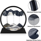rysnwsu 3D Dynamic Sand Art Liquid Motion, Moving Sand Art Picture Round Glass 3D Deep Sea Sandscape in Motion Display Flowing Sand Painting Relaxing Desk Toys (Black, 12'') - color: Black, size: 12''