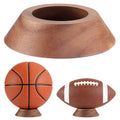 JUXYES Wooden Sphere Holder Display Stand, 3 Pack Large Wood Sport Ball Stand, Simple Round Display Easel Stands for Soccer Ball, Footballs, Baseball, Tolleyball, Basketball, Rugby - size: L - 3 PCS