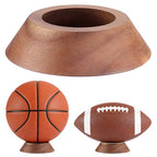 JUXYES Wooden Sphere Holder Display Stand, 3 Pack Large Wood Sport Ball Stand, Simple Round Display Easel Stands for Soccer Ball, Footballs, Baseball, Tolleyball, Basketball, Rugby - size: L - 3 PCS
