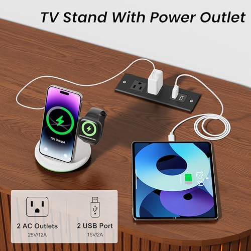 DHH 55 Inch Mid Century Modern TV Stand with Power Outlet for TVs up to 60 Inch, Entertainment Center with Storage and Adjustable Shelves, Media Console with Sliding Doors for Living Room(Walnut) - color: Walnut, size: 55 Inch