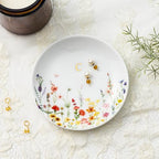 Crisky Initial Jewelry Tray Ring Dish & Gift Box, Ceramic Flower Trinket Dish for Rings Earrings Necklaces Keys, Bridal Shower Engagement Birthday Gift for Women, Friends 4.57" (Gold Foil C - style: Initial C