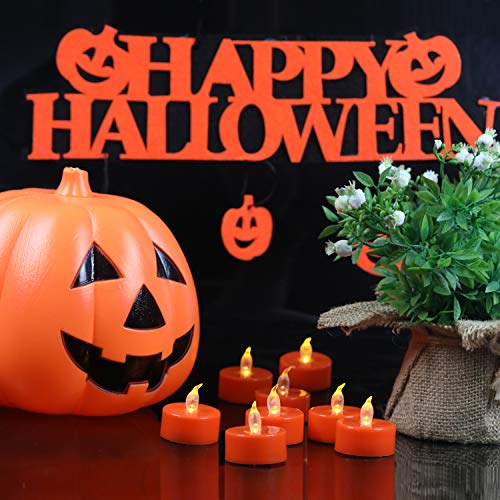 Battery Operated LED Tea Lights: 24PACK Flameless Electric Votive Candles Lamp Realistic and Bright Flickering Holiday Gift Long Lasting 150Hours for Seasonal & Festival Celebration Orange - color: Orange, size: 24pack