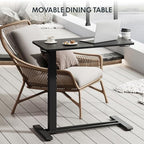 FLEXISPOT H7 Adjustable Overbed Bedside Table with Wheels Pneumatic Mobile Standing Desk Laptop Desk Rolling Computer Cart Movable Overbed Table Hospital Home Use(31.5" W x 17.7" D, Black Large) - color: Black, size: Large