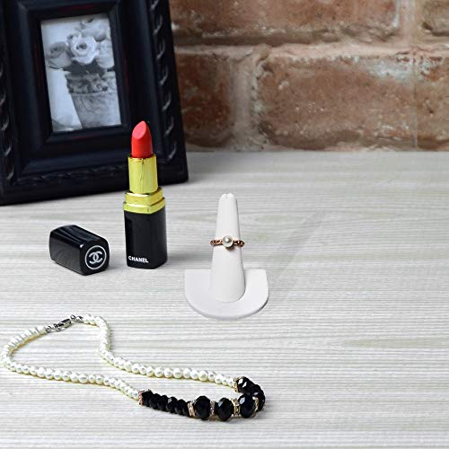 MOOCA 6 Pcs Set Finger Ring Stand Jewelry Display Holder Showcase Ring Display Drawer Leatherette Storage Jewelry Stands for Shows, White Faux Leather - color: White