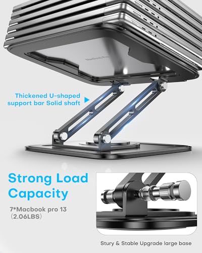 LOXP Adjustable Laptop Stand, Computer Stand with 360 Rotating Base, Ergonomic Laptop Riser Mount for Desk Foldable Protable Computer Desk Fits with MacBook Pro Air (10-16") - Black - color: Classic Black