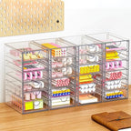 YFXCVSL Acrylic Makeup Organizer with 31 Drawers, 6 Pack Clear Storage Drawers, Bathroom Makeup Organizer for Palettes, Cosmetic, and Beauty Supplies,Ideal for Vanity, Cabinet,Desk Organization - size: 31 Drawers