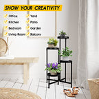 4 Tier Plant Stand Indoor Outdoor, 31 Inch Tall Metal Plant Shelf Waterproof, Plant Holder with Folding Design For Home, Living Room, Black - color: Black
