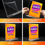 Acrylic Sign Holder 8.5x11, 10 Pack Clear Table Plastic Vertical Clear Double Sided Flyer Display, Picture Menu Stand Paper Holder Photo Sign Holder Suitable for Restaurants Office Store Show Fair - color: Vertical 10 Pack 8.5x11
