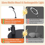 Yoobao Overhead Phone Mount for Desk, Selfie Light with Desk Mount, Rechargeable Selfie Light with Phone Holder for Video Recording, Meeting, Live Streaming TikTok YouTube