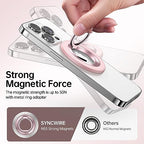SYNCWIRE Magnetic Phone Ring Holder for MagSafe, 360° Rotation Cell Phone Grip Stand Finger Ring Kickstand Two-Sided Magnet Compatible with iPhone 17 Pro Max 16 15 14 13 12 MagSafe Accessories - color: Single Ring-1PCS-Light Pink