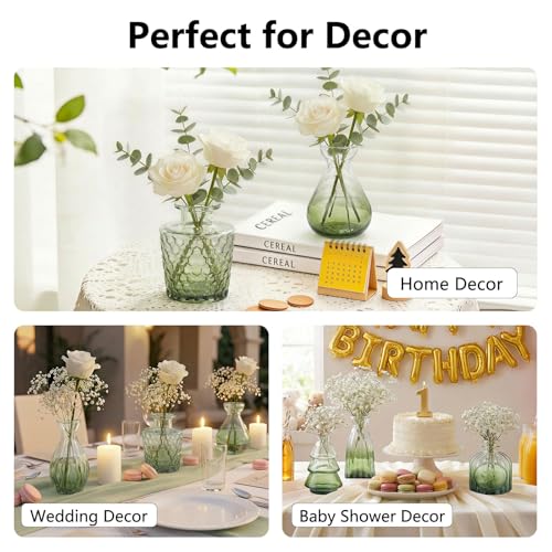RUCKACE Bud Vases in Bulk 22 Green Glass Small Vases Flower Vase Bulk for Centerpiece Table Wedding Decorations Home Decor Party(Gradient Green 22 Pack) - style: Gradient Green 22 Pack