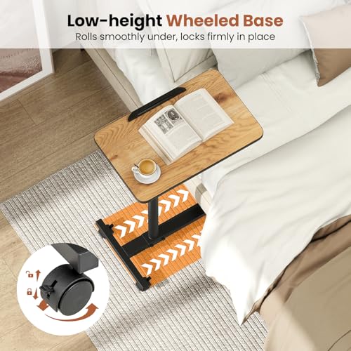 Giantex Overbed Table with Wheels, Medical Adjustable Bedside Table, Mobile Standing Desk, Portable Laptop Table for Small Spaces, Bed Trays Table for Eating Home and Hospital (Natural) - color: Natural