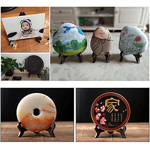 MIUPOO Wooden Display Stand,Black Wooden Photo Holder Stand, Displays Picture Frames, Decorative Plates,Desktop ornaments and Artwork Display Stand,4 Inches