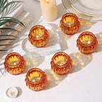 SHOHAYTO Set of 6 Amber Tea Light Candle Holders, Votive Candle Holders for Wedding Table Centerpieces, Tealight Holders for Christmas Party & Home Decor