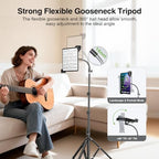 elitehood Aluminum Diagonal Design 72" iPad Tripod Floor Stand, Heavy Duty Adjustable Tablet Stand Holder, Flexible Gooseneck iPad Stand for Pro 13 12.9 11, Air, Samsung Tab and More 9-14.2" Devices - size: 9–14.2" · Diagonal Clamp