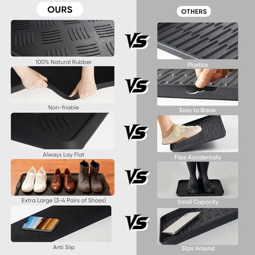 HIYARD Rubber Boot Tray, Shoe Tray for Entryway, Multipurpose Boot Mat, Shoe Mat Indoor and Outdoor, 16x27.5,Black