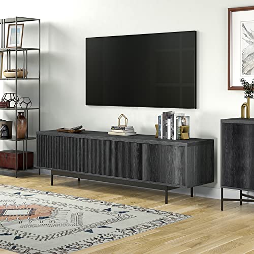 Henn&Hart Whitman, 70'' Rectangular TV Stand, Charcoal Gray - color: Charcoal Gray, size: 70'' Rectangular TV Stand