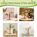 XXXFLOWER Plant Terrarium Wooden Stand, Hydroponic Planter Bulb Glass Metal Swivel Holder Retro Air Plants Water Plants for Home Office Decoration,Gifts for Plant Lover Wife Mom- 2 Love Bulb Vase - size: 2 Love Wooden Stand