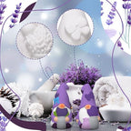 Seenelling 2 Pack Lavender Dream Gnomes Ready to Paint Your Own Statues 4'' DIY Unpainted Ceramics Figurines Kit Paintable Ceramics Art and Crafts Purple Fragrance Wonderland Journey Decor - style: Lavender Gnomes