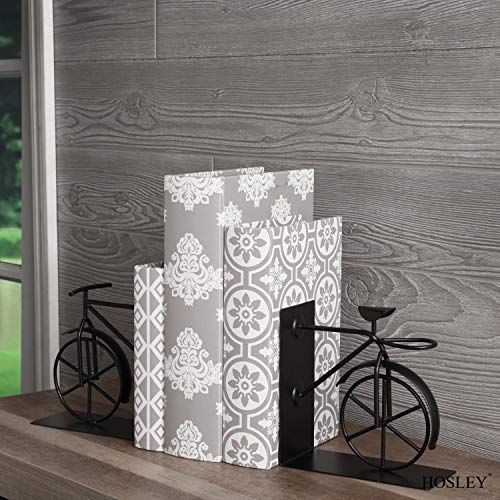 Hosley Classic Bike Bookends - 6.5" Vintage Metal Book Ends for Shelves, Heavy Duty Book Organizer for Desk, Rustic Farmhouse Book Shelf Decor, Antique Style Bookend Set, Cottagecore Home Office Decor