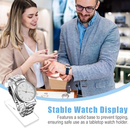 Prasacco Clear Watch Display Stand, 2Pcs Single Watch Holder Organizer Acrylic Watches Holders Display Rack Jewelry Holders Stand for Bracelet Jewelry Storage