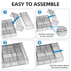 Marbrasse Expandable Desk Drawer Organizer, Mesh Tray with 10 Adjustable Compartments, Desk Organizers for Office Supplies, Makeup & Vanity (Expandable-Silver) - color: Expandable-Silver