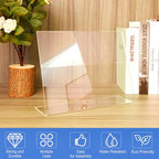 12 Pack Acrylic Sign Holder 8.5 x 11 Horizontal Slant Back Acrylic Stands for Display Plexiglass Clear Acrylic Display Stands for Ad Frame, Picture Photo Frames, Promotions, Restaurants, Office - size: Horizontal 12 Pack 11x8.5''