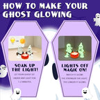 Glow-in-The-Dark Ghost Campfire Gathering, Cute & Cozy Halloween Ghost Figurine Set | 2 Ghosts, Ghost Dog, Ghost Cat and Tea Light Holder | Resin Ghost Statue for Home, Mantel, Shelf, Desk