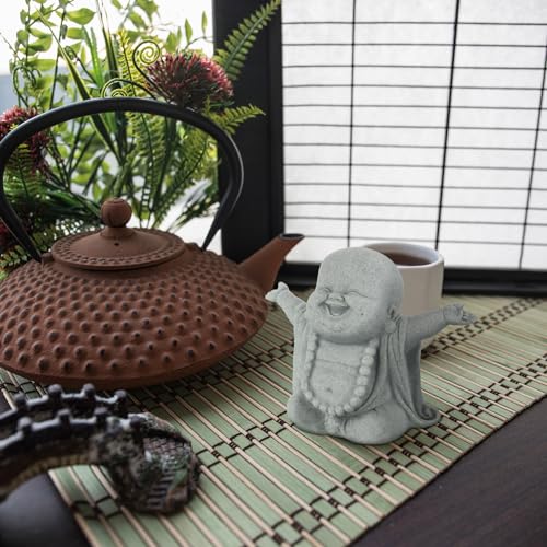Landical Buddha Sandstone Statues, Zen Monk Praying Statue Sculptures Ornament for Wealth Good Luck Feng Shui Decor Home Office Car Decoration(Laughing Buddha) - style: Laughing Buddha
