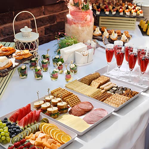 6 Pack, 16" x 11" Large White Serving Trays Set - Reusable Plastic Serving Platters for Cookie, Appetizer, Charcuterie, Snack, Dessert, Party Food Display - Stackable Kitchen CounterTop Tray, BPA Free - size: 6 Pack - 16" x 11"