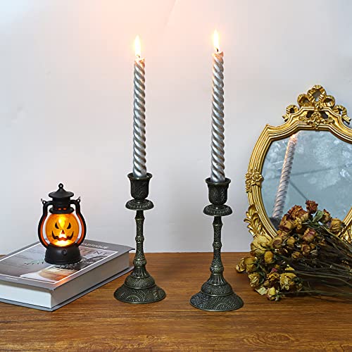 OwnMy Set of 2 Vintage Taper Candle Holders 7.4”Metal Taper Candlestick Holders, Elegant Brass Candle Stick Holders Bronze Candelabra Set for Dining Table Centerpieces Wedding Home Decoration - color: Bronze