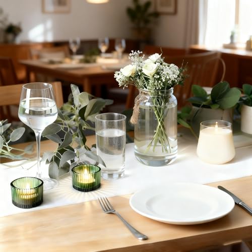 2pcs Votive Candle Holders Glass Tea Light Candle Holders Table Centerpiece for Wedding Birthday Valentine's Day (Green) - color: Green