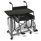 Vaunn Medical Pneumatic Adjustable Overbed Bedside Table with Wheels (Hospital and Home Use) - color: Black