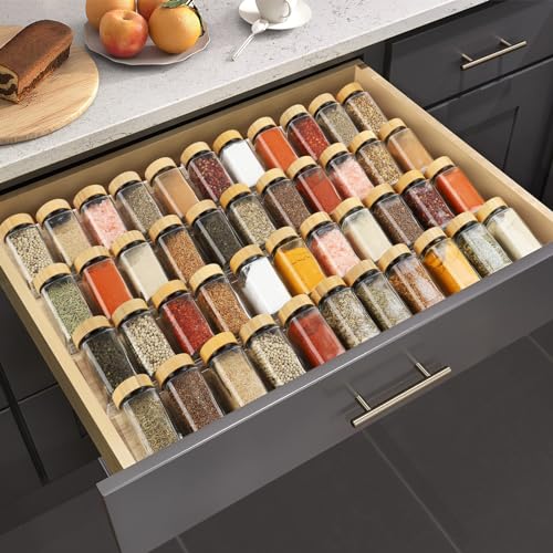 Suneerplay Spice Drawer Organizer 4 Tier, Acrylic Seasoning Organizer Rack, Clear Spice Rack Tray, Kitchen Seasoning Jars Drawers Insert (Jars Not Included/Expandable From 13" to 26") - color: Clear 4 Pack, size: Large